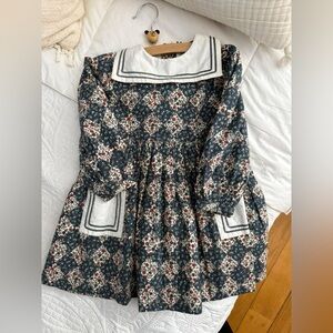 Elegant Navy Floral Kids Dress
